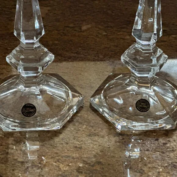 Crystal Candlesticks Made in Romania 7" Handcrafted Over 24% PBO - Picture 5 of 8